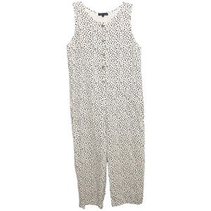 Wishlist Apparel Sleeveless Polka Dot Jumpsuit Linen Blend Cream Size Medium